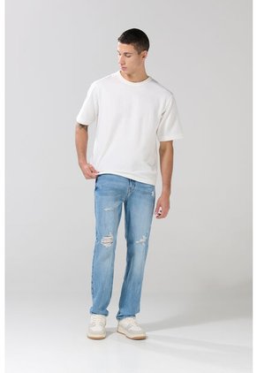 KOAJ Jean Ceñido Skinny Azul Medio Con Desgastes Y Tiro Bajo