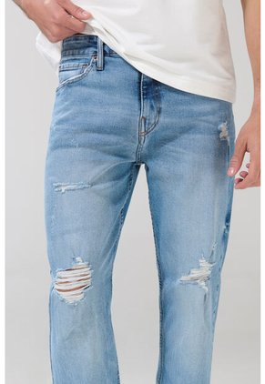 KOAJ Jean Ceñido Skinny Azul Medio Con Desgastes Y Tiro Bajo