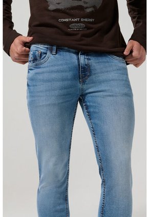 KOAJ Jean Azul Medio Skinny Ceñido Con Tiro Bajo Y Bolsillos