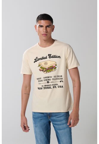 KOAJ Camiseta Cuello Redondo Kaki Con Diseño De Sándwich Koaj