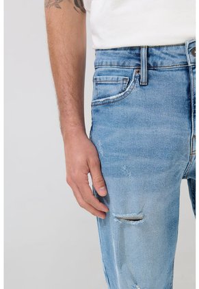 KOAJ Jean Ceñido Skinny Azul Medio Con Desgastes Y Tiro Bajo