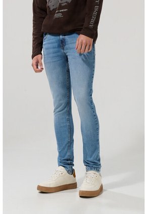 KOAJ Jean Azul Medio Skinny Ceñido Con Tiro Bajo Y Bolsillos
