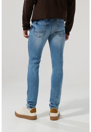 KOAJ Jean Azul Medio Skinny Ceñido Con Tiro Bajo Y Bolsillos
