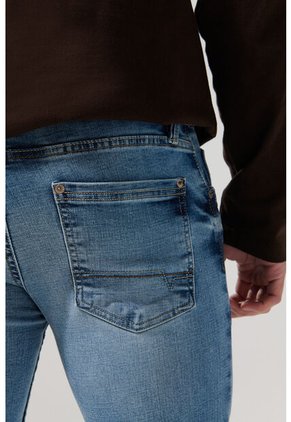 KOAJ Jean Azul Medio Skinny Ceñido Con Tiro Bajo Y Bolsillos