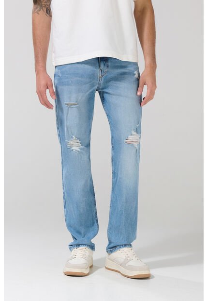 KOAJ Jean Ceñido Skinny Azul Medio Con Desgastes Y Tiro Bajo