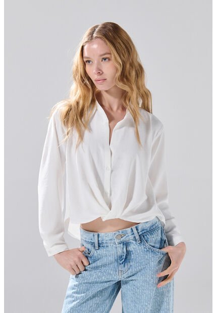 KOAJ Blusa  Manga Larga Con Cruce Delantero