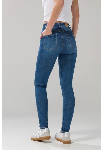 KOAJ Jean Tiro Alto Azul Medio Push Up Con Ligeros Desgastes