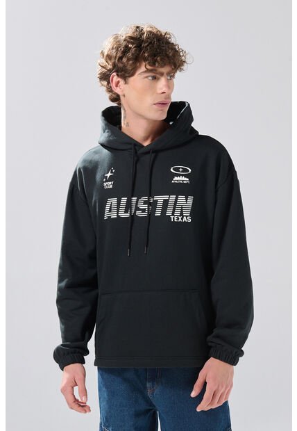 KOAJ Buzo Oversize Negro Perchado Con Capota Y Arte College