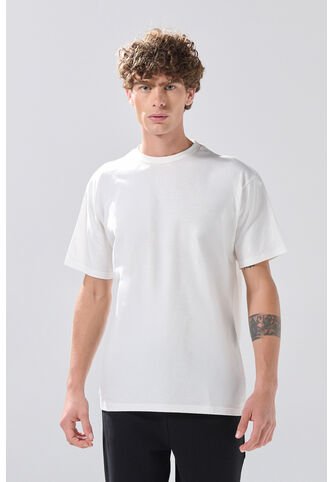 KOAJ Camiseta Manga Corta Crema En Algodón Cuello Redondo Koaj