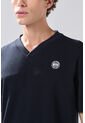 KOAJ Camiseta Azul Intensa Cuello V En Algodón Con Arte College de Koaj