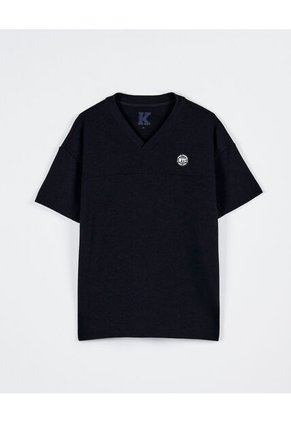 KOAJ Camiseta Azul Intensa Cuello V En Algodón Con Arte College