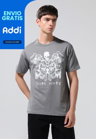 KOAJ CAMISETA MANGA LARGA CORTA GRIS DISEÑO DE DEATH NOTE Koaj