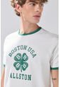 KOAJ Camiseta Crema College Manga Corta Con Contrastes Verdes de Koaj