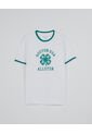 KOAJ Camiseta Crema College Manga Corta Con Contrastes Verdes de Koaj