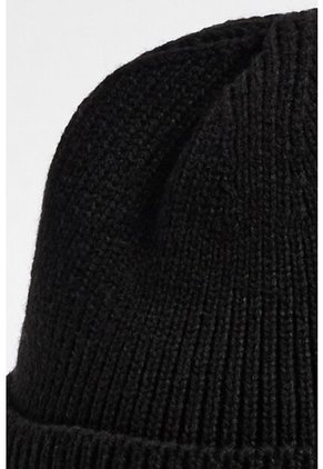 KOAJ Gorro Tejido Negro Con Marquilla Decorativa En Frente