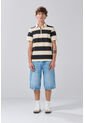 KOAJ Camiseta Polo Kaki Clara Con Manga Corta Y Rayas Azules de Koaj