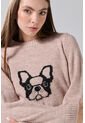 KOAJ Suéter Cuello Redondo Kaki Con Diseño De Perrito de Koaj