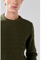 KOAJ Suéter Tejido Verde Cuello Redondo Con Texturas De Rayas de Koaj