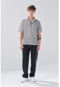 KOAJ Camisa Cuello Resort Blanca Con Rayas Negras Y Botones de Koaj