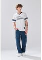 KOAJ Camiseta Cuello V Crema Clara Con Diseño College de Koaj