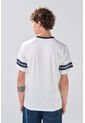 KOAJ Camiseta Cuello V Crema Clara Con Diseño College de Koaj
