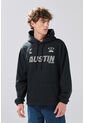 KOAJ Buzo Oversize Negro Perchado Con Capota Y Arte College de Koaj