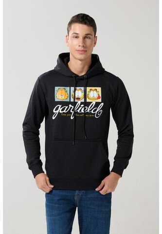 KOAJ Buzo Negro Con Capota, Bolsillo Y Diseño De Garfield Koaj