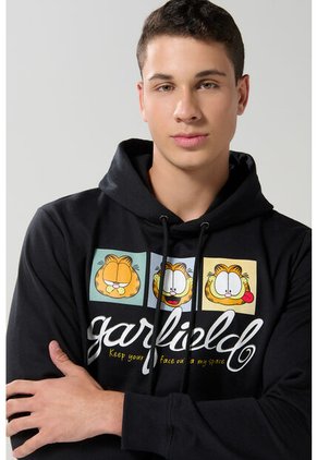 KOAJ Buzo Negro Con Capota, Bolsillo Y Diseño De Garfield