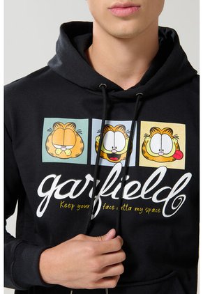 KOAJ Buzo Negro Con Capota, Bolsillo Y Diseño De Garfield