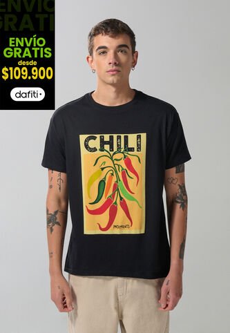 KOAJ Camiseta Cuello Redondo Negra Con Diseño De Comida Koaj