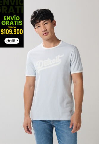 KOAJ Camiseta Azul Clara Manga Corta College Con Contrastes Koaj