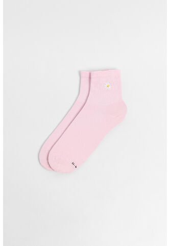 Medias Cortas Con Diseño Bordado De Flor. Koaj