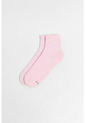 Medias Cortas Con Diseño Bordado De Flor.