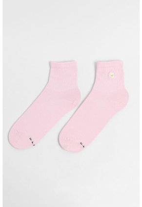 Medias Cortas Con Diseño Bordado De Flor.