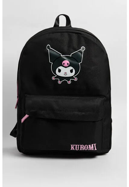 KOAJ Maleta Negra Con Diseño De Kuromi Y Bolsillo Delantero