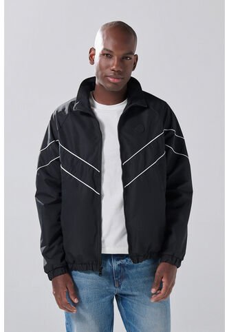 KOAJ Chaqueta Liviana Negra Con Cuello Alto Y Manga Ranglan Koaj