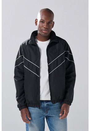 KOAJ Chaqueta Liviana Negra Con Cuello Alto Y Manga Ranglan