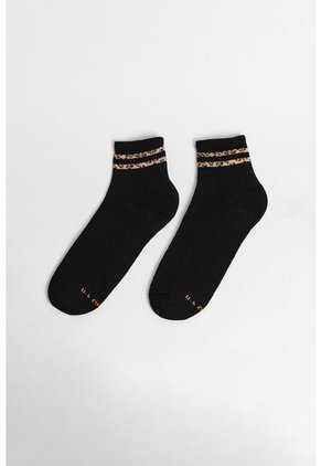 KOAJ Medias Cortas Negras Con Diseños De Animal Print