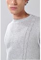 KOAJ Suéter Cuello Redondo Gris Claro Con Texturas Localizadas de Koaj