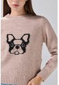 KOAJ Suéter Cuello Redondo Kaki Con Diseño De Perrito de Koaj