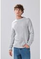 KOAJ Suéter Cuello Redondo Gris Claro Con Texturas Localizadas de Koaj