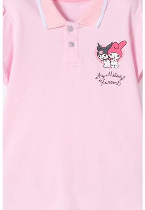 Camiseta Tipo Polo De My Melody & Kuromi Rosada Para Niña 12