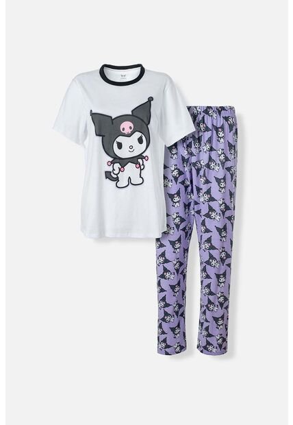 Pijama De My Melody & Kuromi Blanca Y Multicolor De Pantalón Largo Para Mujer