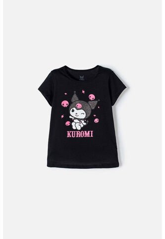 Camiseta De Kuromi Manga Corta Negro Para Niña 12 KUROMI