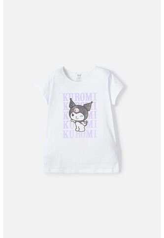 Camiseta De Kuromi Manga Corta Blanco Para Niña 8 KUROMI