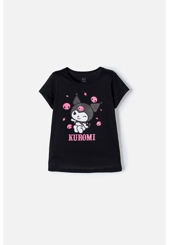 Camiseta De Kuromi Manga Corta Negro Para Niña 8 KUROMI