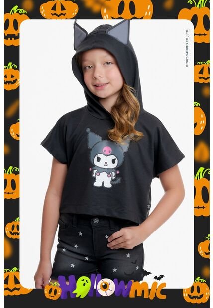 Camiseta De Kuromi Con Capucha Negro Para Niña. 10