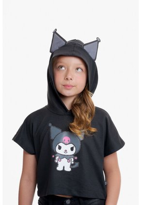 Camiseta De Kuromi Con Capucha Negro Para Niña. 4