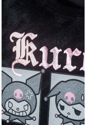 Camiseta De Kuromi Gris Manga Corta Para Niña 10