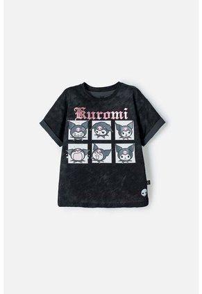 Camiseta De Kuromi Gris Manga Corta Para Niña 8